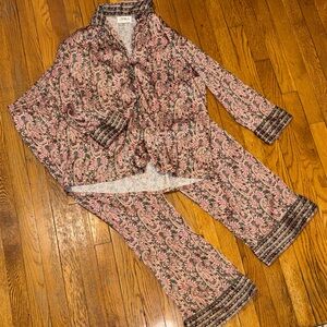 OMIKA handmade in India Anthropologie polyester satin paisley long sleeve pj set